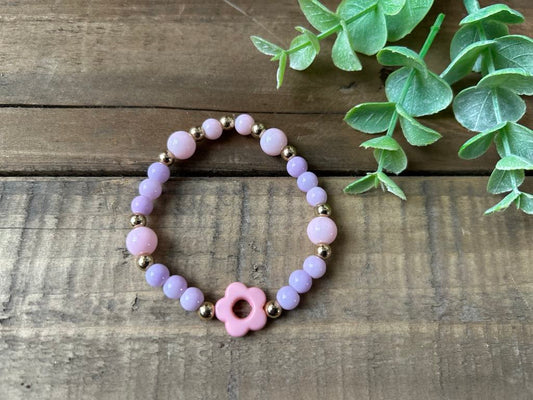 Bracelet en perle de verre et sa fleur